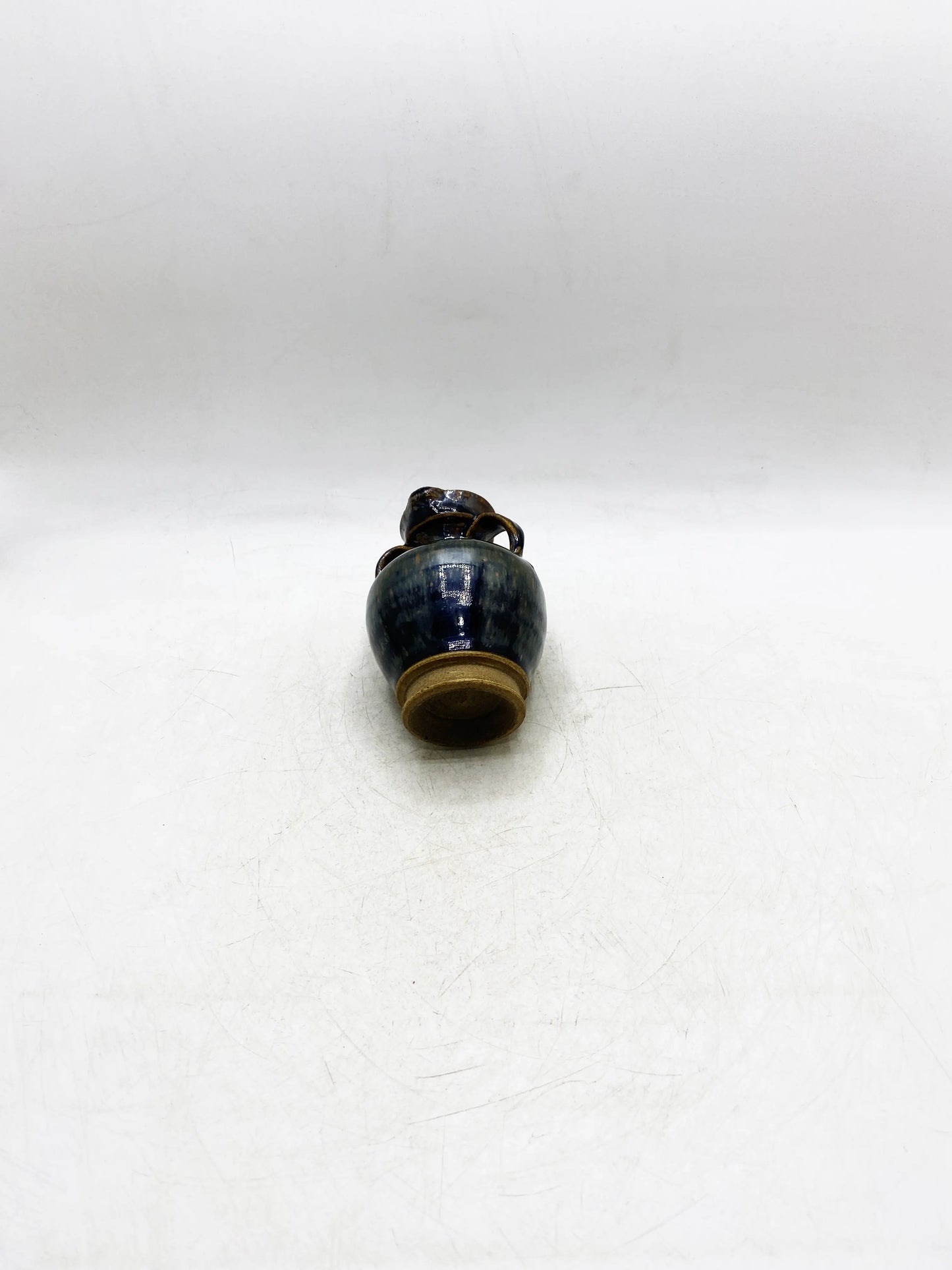 清代黒釉窯変双耳壺