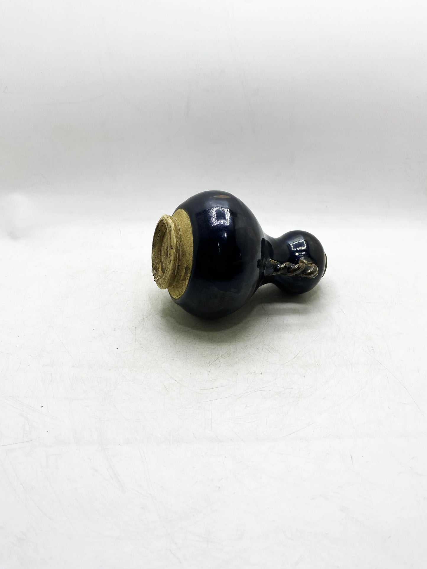 清代黒釉窯変縄耳瓢花瓶