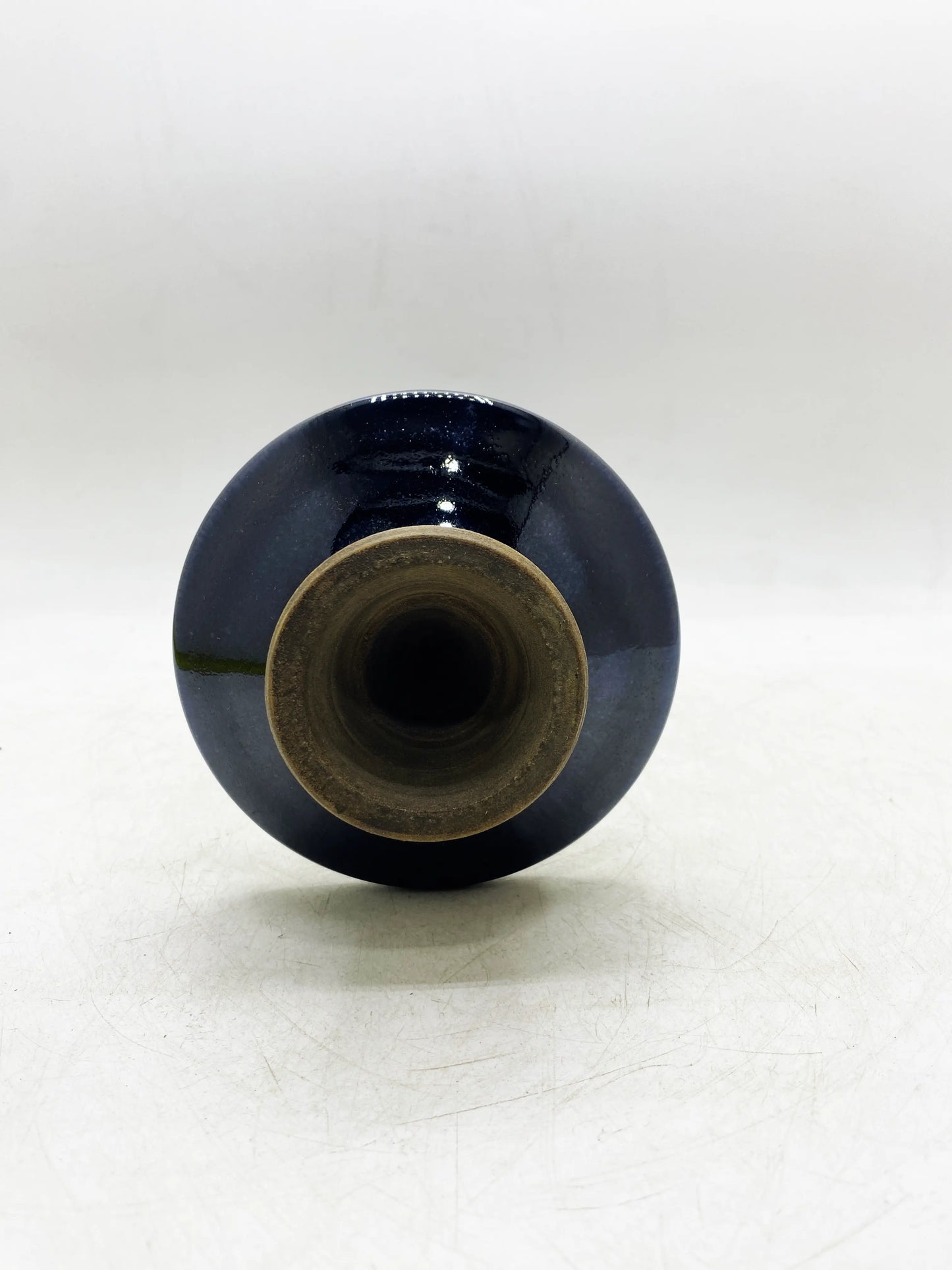 清朝時代の黒釉竹節柄油ランプ