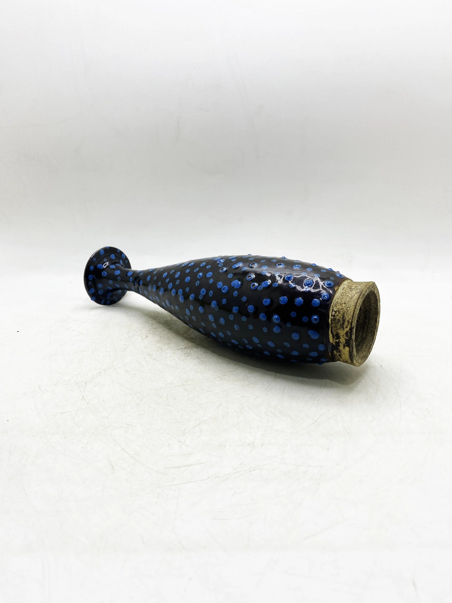 中華民国製 青釉点描花瓶