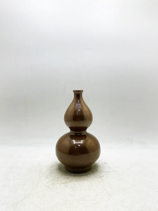 Ming Dynasty Sauce-Glaze Gourd Vase