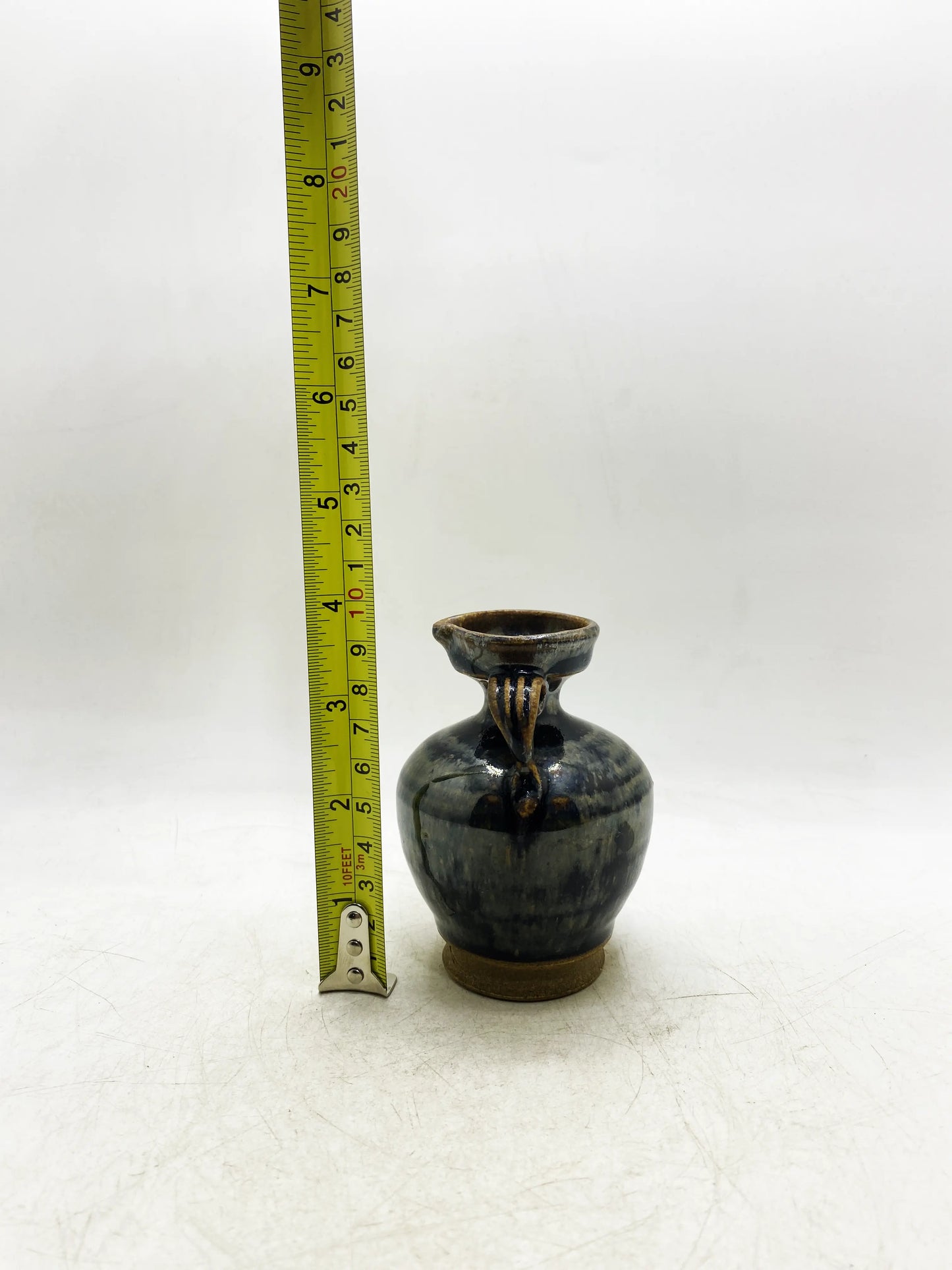 清代黒釉窯変双耳壺