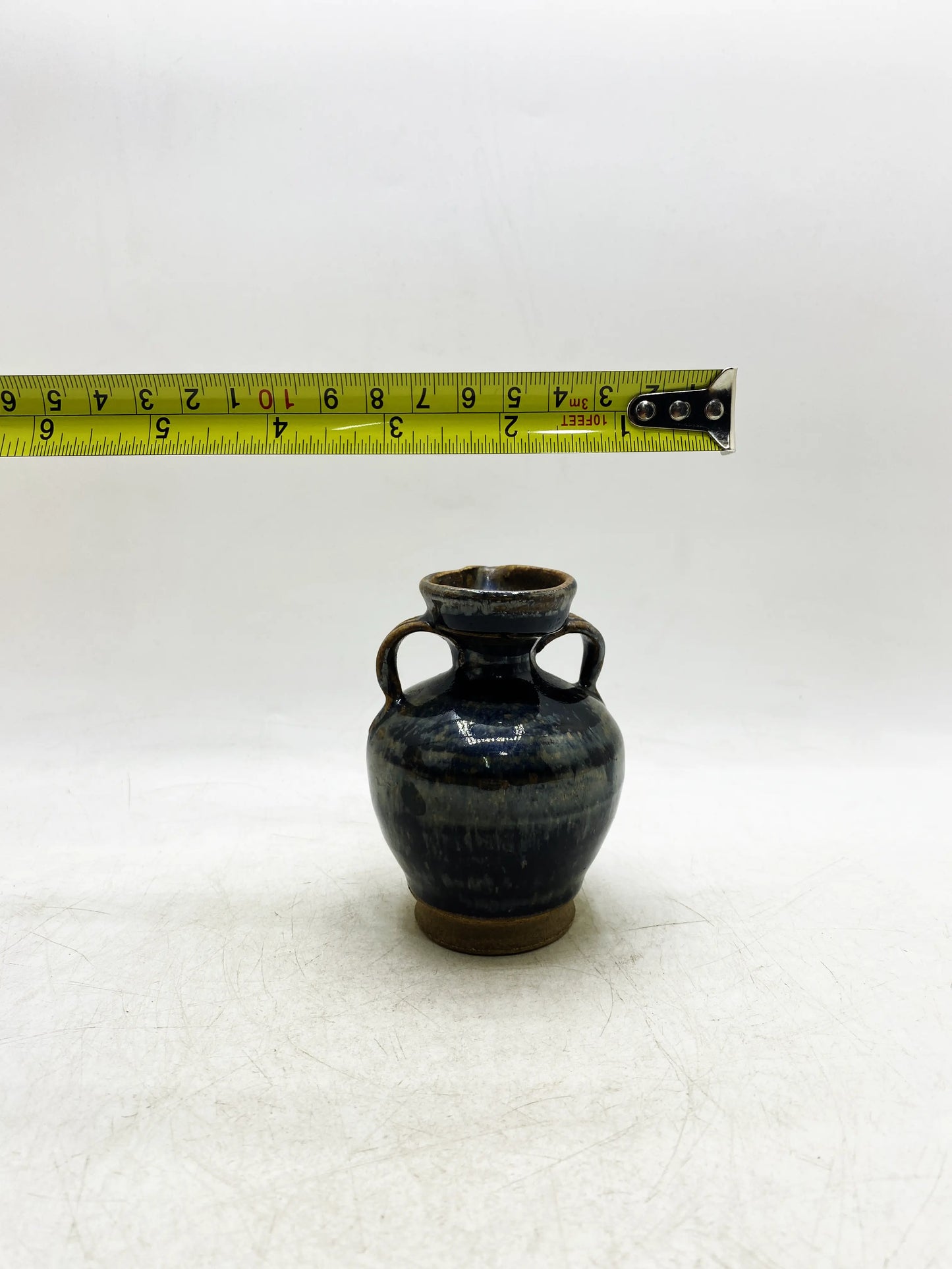 清代黒釉窯変双耳壺