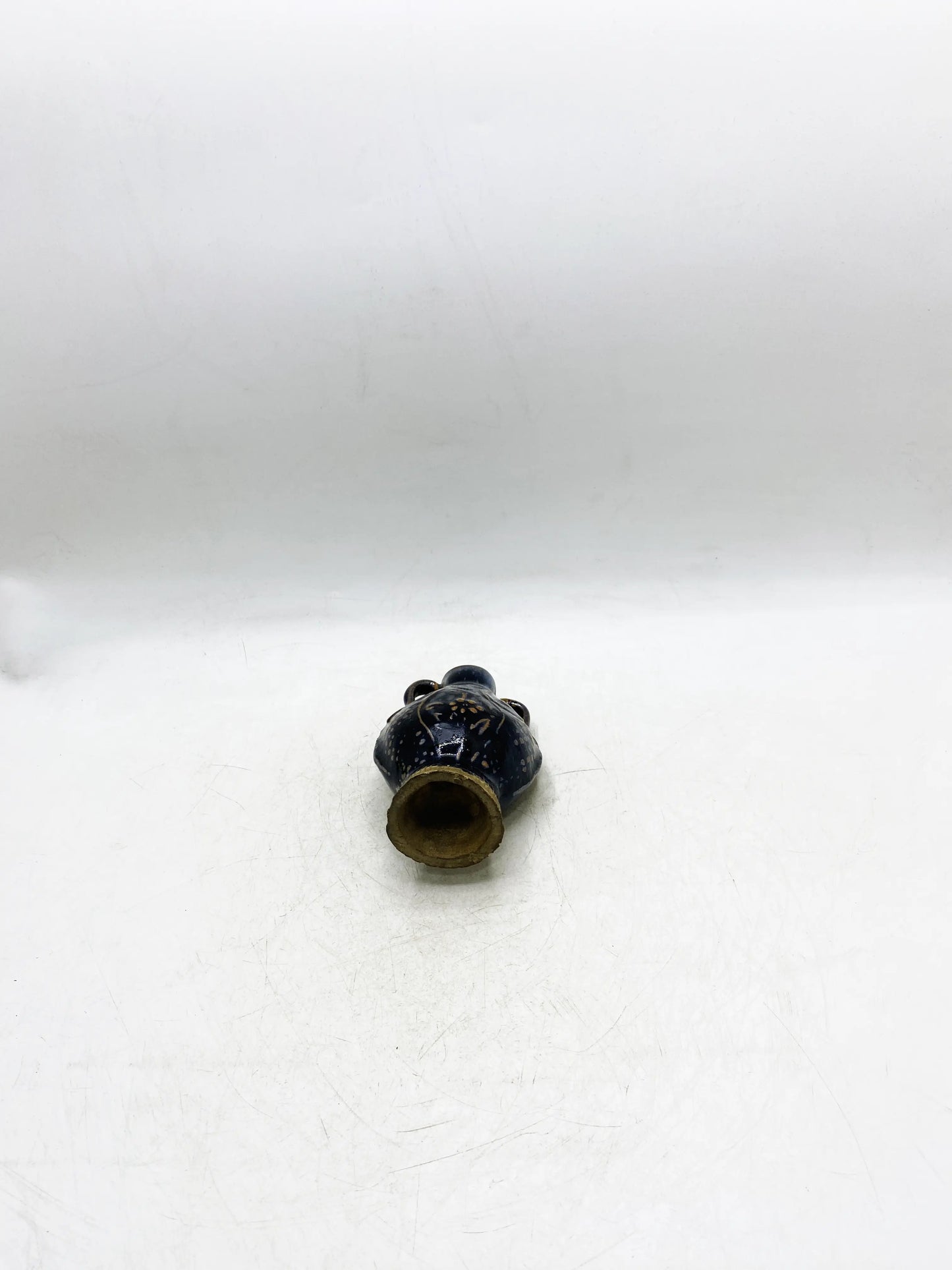 Ming Dynasty Black Glaze Carved Double-Fish Double-Ear Vase